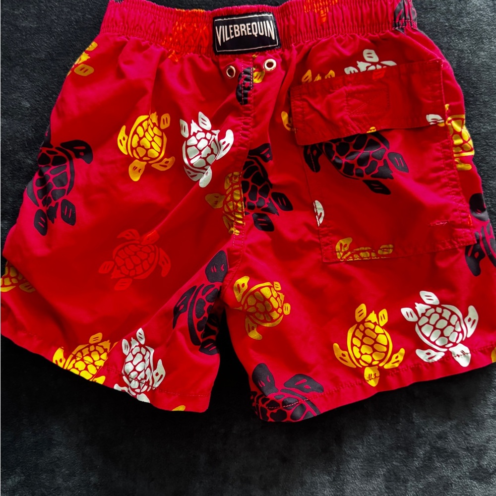 Vilebrequin Red Swim Shorts with Turtle Print